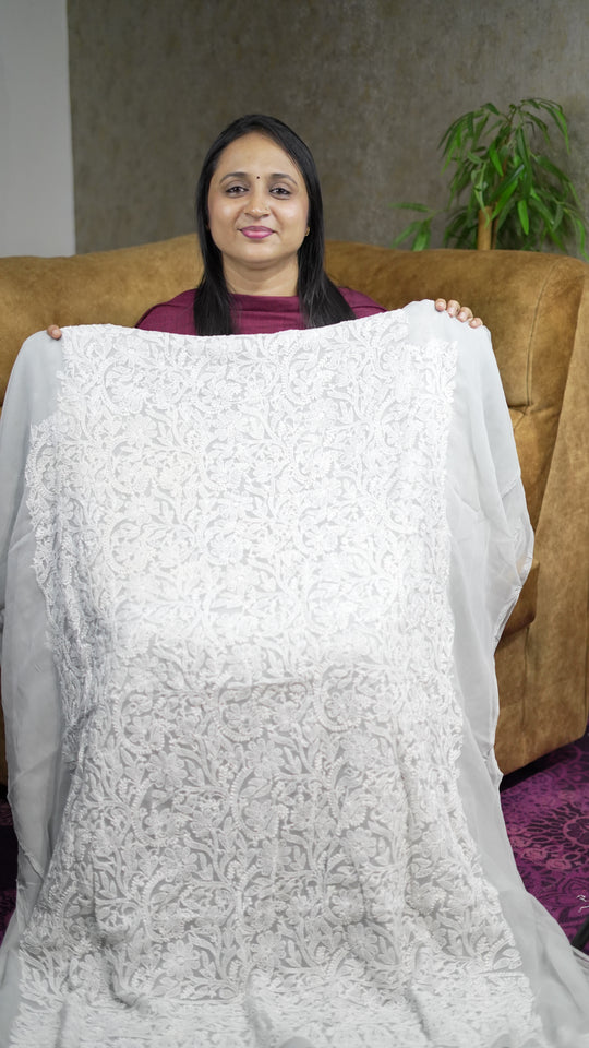 PURE GEORGETTE LUCKNOWI CHIKANKARI MATERIALCODE :MB130