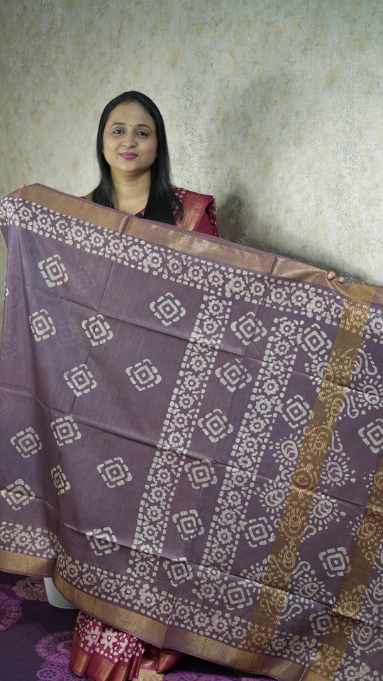 BATIK PRINTED SEMI TUSSAR SAREE CODE ;MB131
