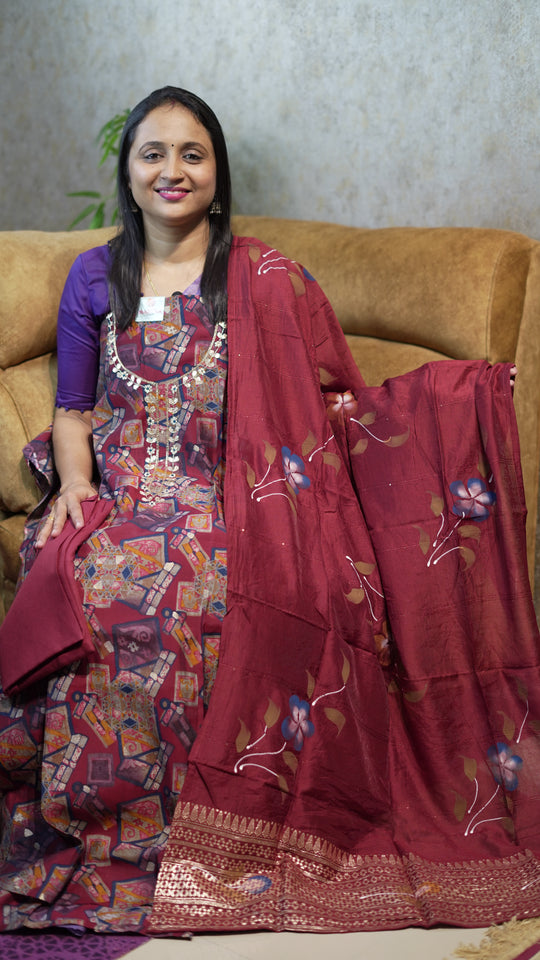 SEMI MODAL SALWAR MATERIAL CODE: MB135