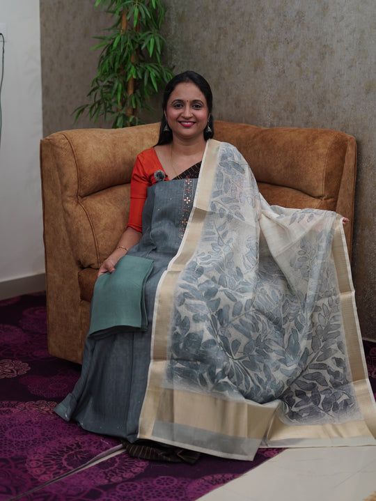 TUSSAR ORGANZA SALWAR MATERIAL CODE;MB155