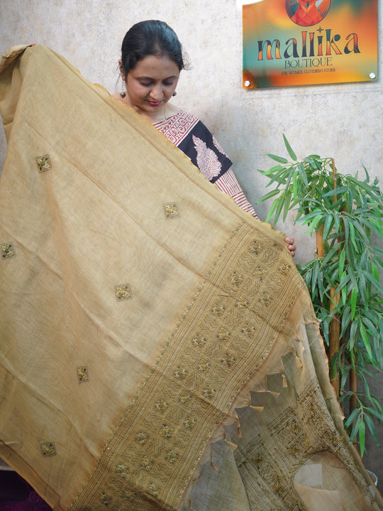 TISSUE LINEN SAREE CODE:MB235