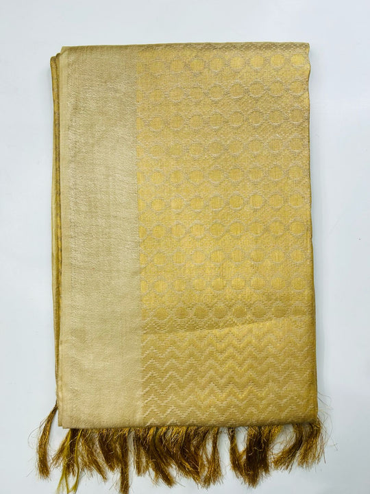 PREMIUM SEMI TUSSER SAREE Procode53 GOLDEN
