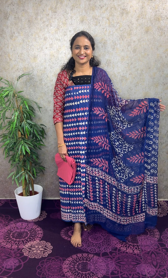 PURE COTTON JAIPURI BAGRU PRINT SALWAR MATERIAL-MB-56-PK