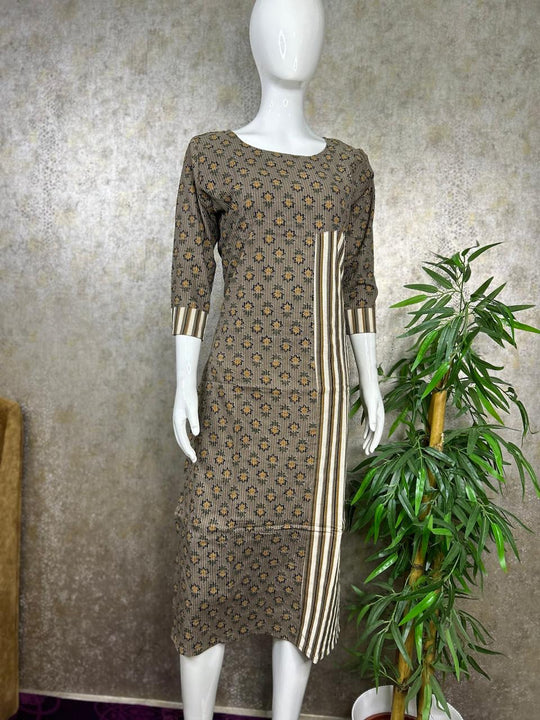 PURE COTTON-FULL KANTA WORKED KURTI Procode-MB70GREY