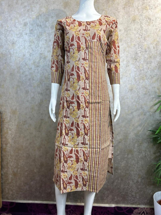 PURE COTTON-FULL KANTA WORKED KURTI -Procode-MB70BROWN