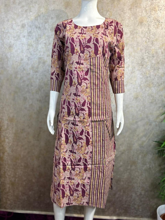 PURE COTTON -FULL KANTA WORKED KURTI-ProcodeMB70 PURPLE