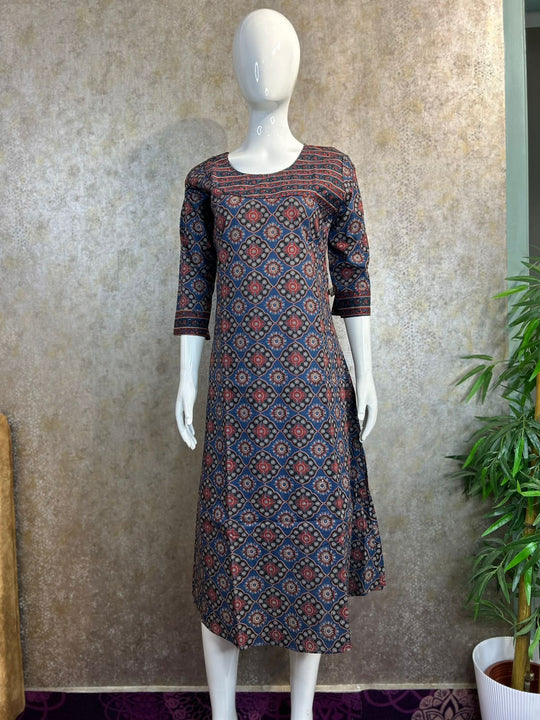 COTTON ROUNDNECK A LINE KURTI procode_MB71 AJRAK
