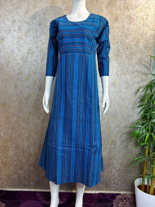 COTTON ROUNDNECK A LINE KANTA KURTI procode_MB71 BLUE