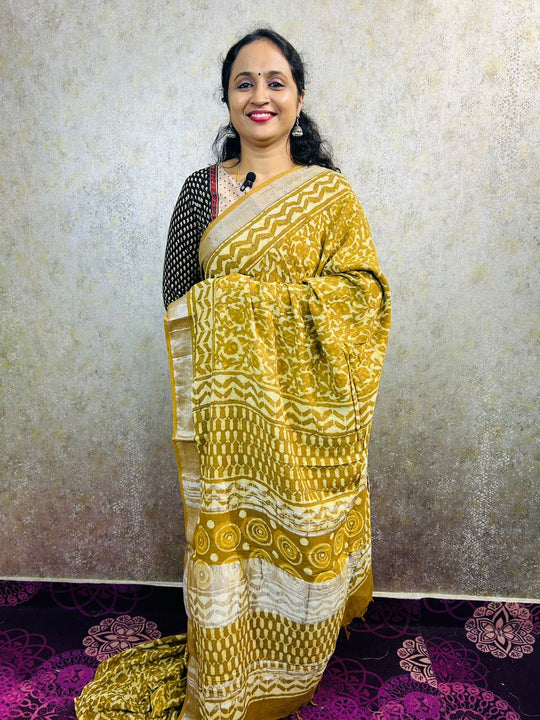 cotton linen dailywear sarees product_code_MB82 mustard yellow