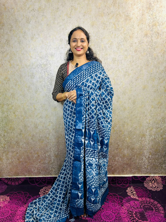 cotton linen dailywear sarees product_code_MB82 indigo plus