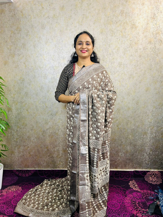 cotton linen dailywear sarees product_code_MB82 brown