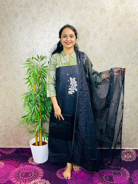 SEMI RAW SILK SALWAR MATERIAL 3PC SET PC-MB90