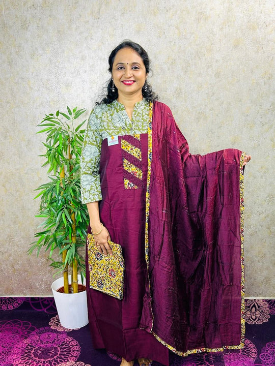 SEMI SILK SALWAR MATERIAL 3PC SET PC-MB90