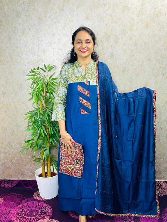 SEMI SILK SALWAR MATERIAL 3PC SET PC-MB90