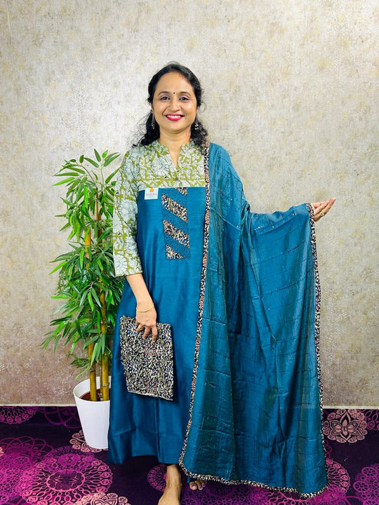 SEMI SILK SALWAR MATERIAL 3PC SET PC-MB90