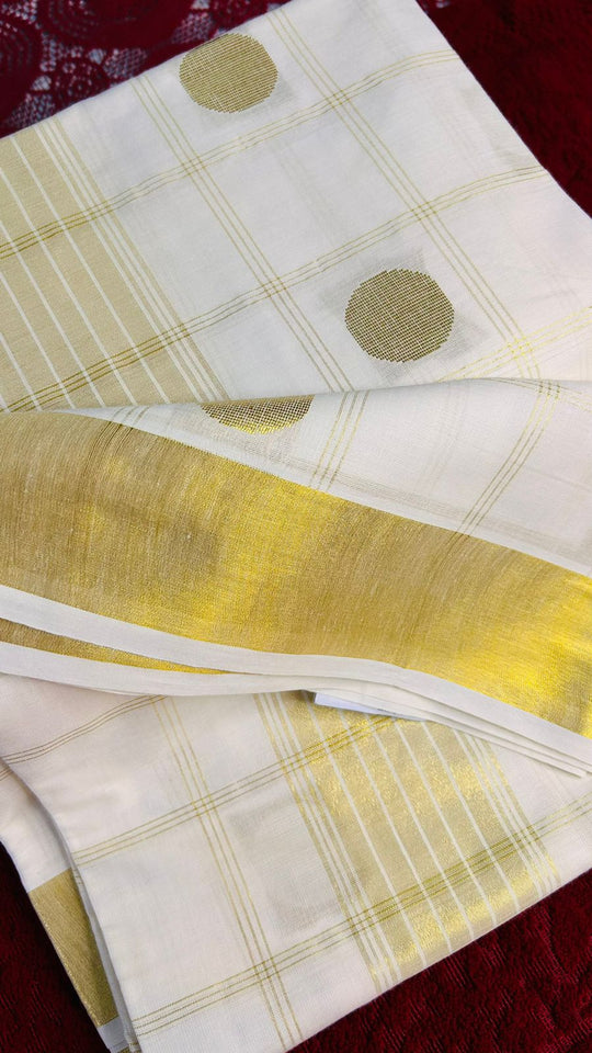 KERALA COTTON GOLDON BIG CHECK DESIGN