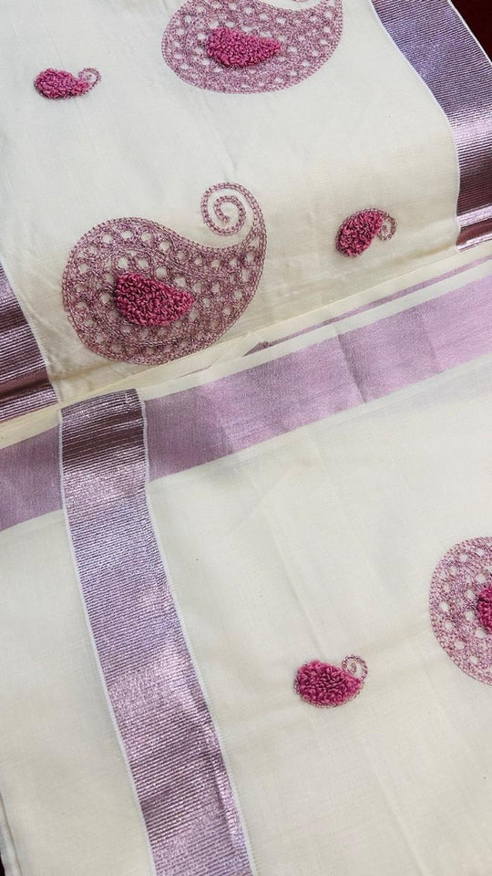 KERALA COTTON TERRY DESIGN KASAVU SAREE