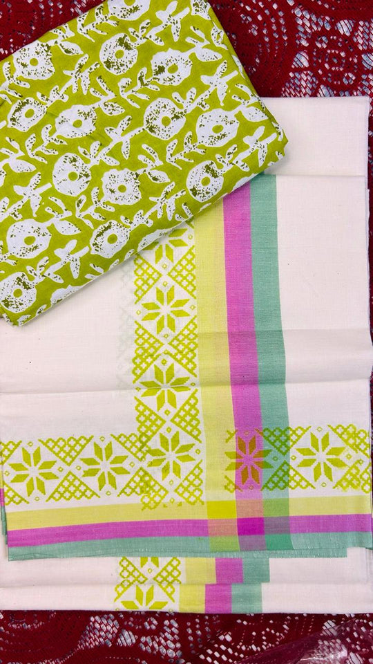 MULLOTH SET MUNDU WITH COTTON BLOUSE