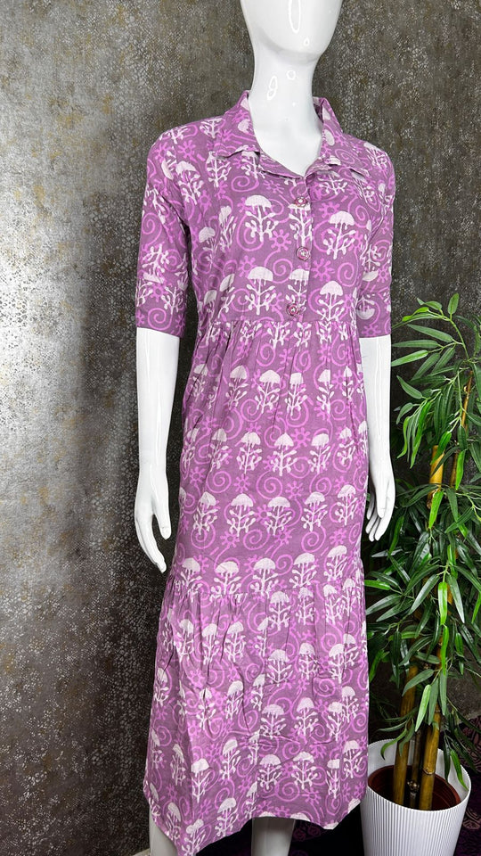 PURE JAIPURI COTTON COLLAR NECK ANARKALI KURTI