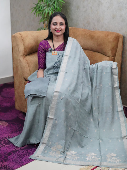 Semi Silk Banarasi work salwar material code: MB169