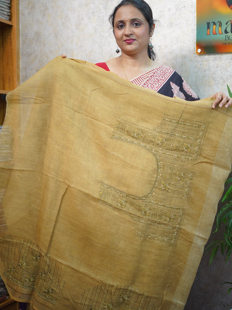 TISSUE LINEN SAREE CODE:MB235