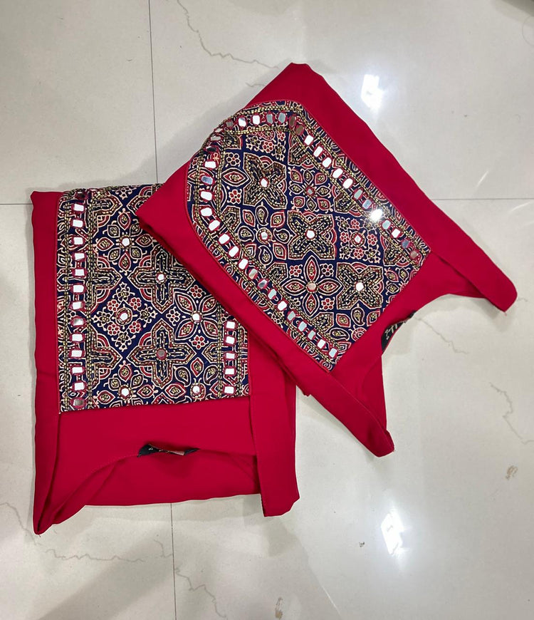 DEEP PINK HANDWORKED GEORGETTE A LINE KURTI_MF02MB131123