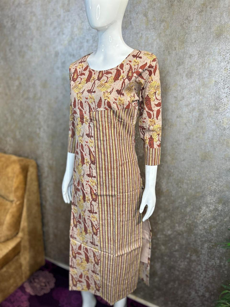 PURE COTTON-FULL KANTA WORKED KURTI -Procode-MB70BROWN