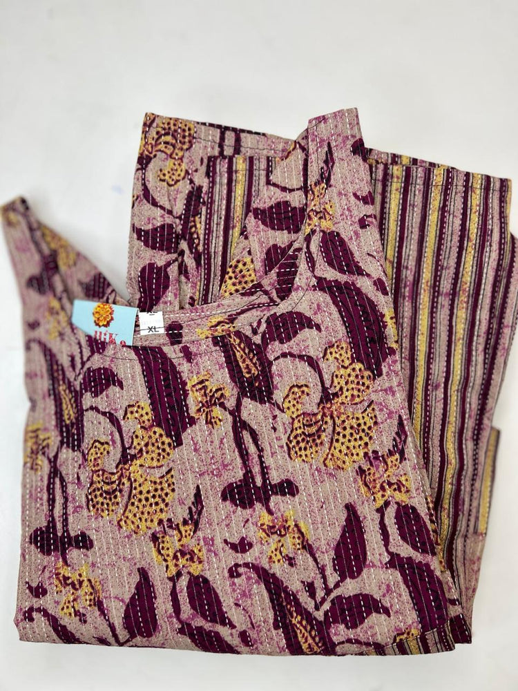 PURE COTTON -FULL KANTA WORKED KURTI-ProcodeMB70 PURPLE