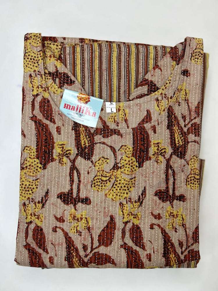 PURE COTTON-FULL KANTA WORKED KURTI -Procode-MB70BROWN