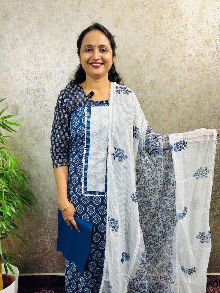 PURE COTTON BLOCK PRINTED 3 PC SALWAR MATERIAL-PC-MB-85