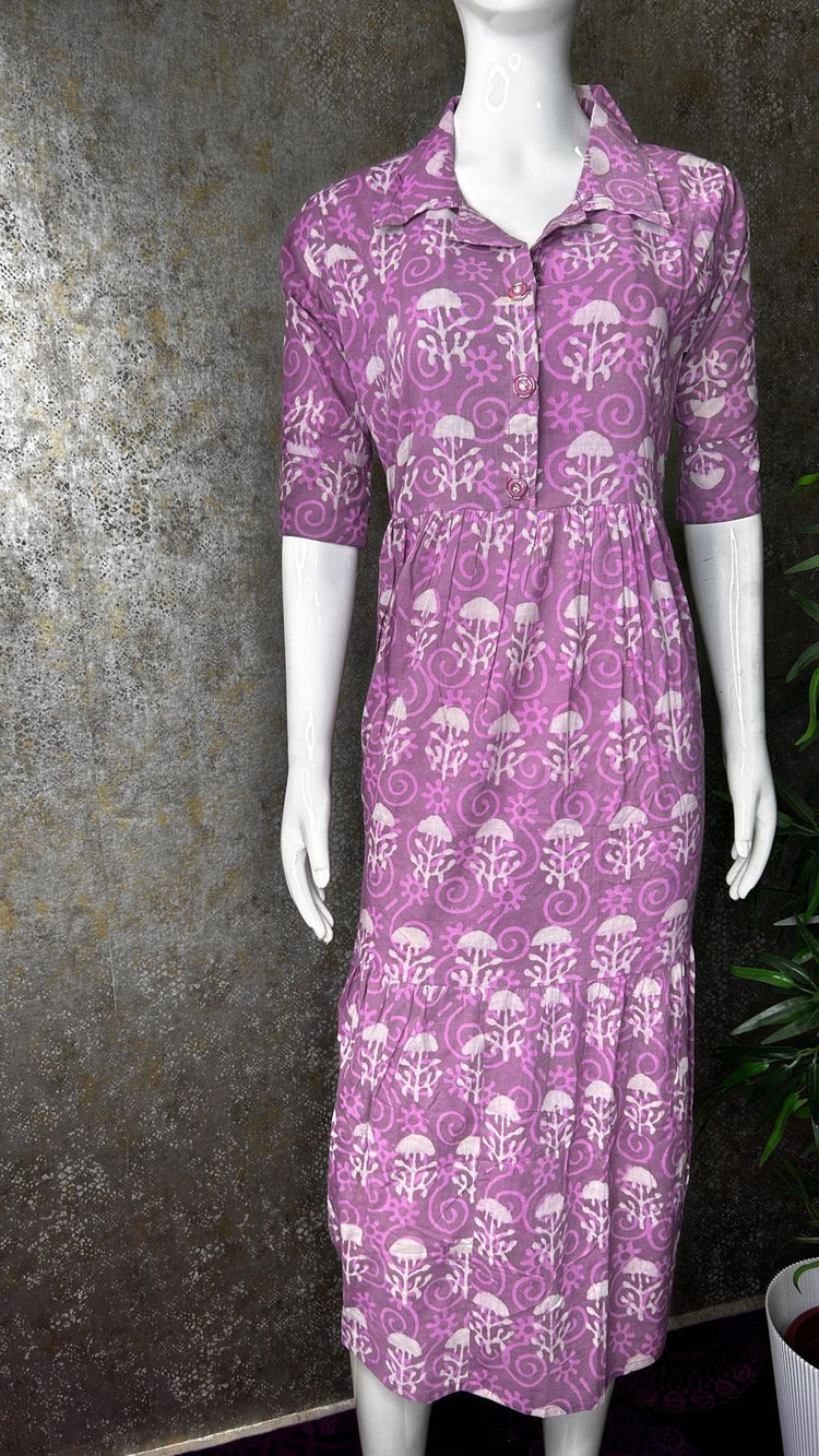 PURE JAIPURI COTTON COLLAR NECK ANARKALI KURTI